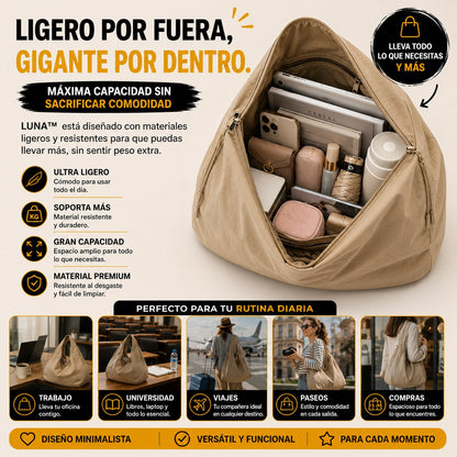 LUNA™ Sistema de Confort Diario - El bolso que te acompaña durante todo el día sin sentirse pesado.