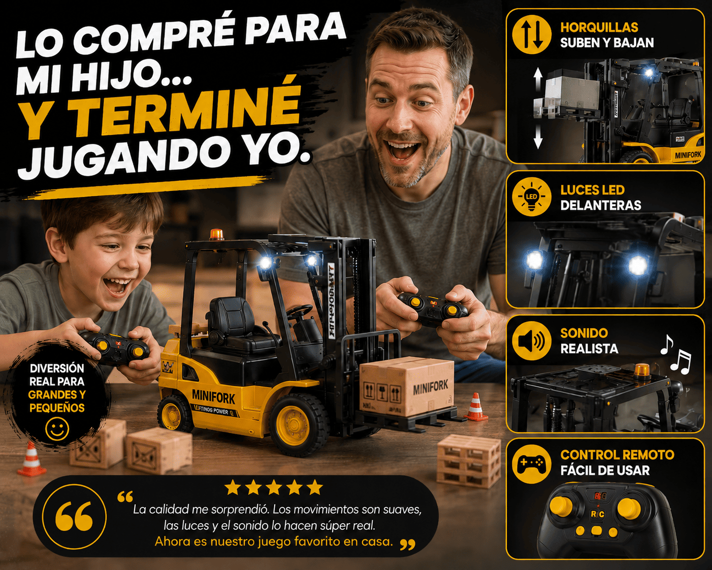 MiniFork™ – El Montacargas RC que Convierte Cualquier Mesa en una Zona de Juego Real