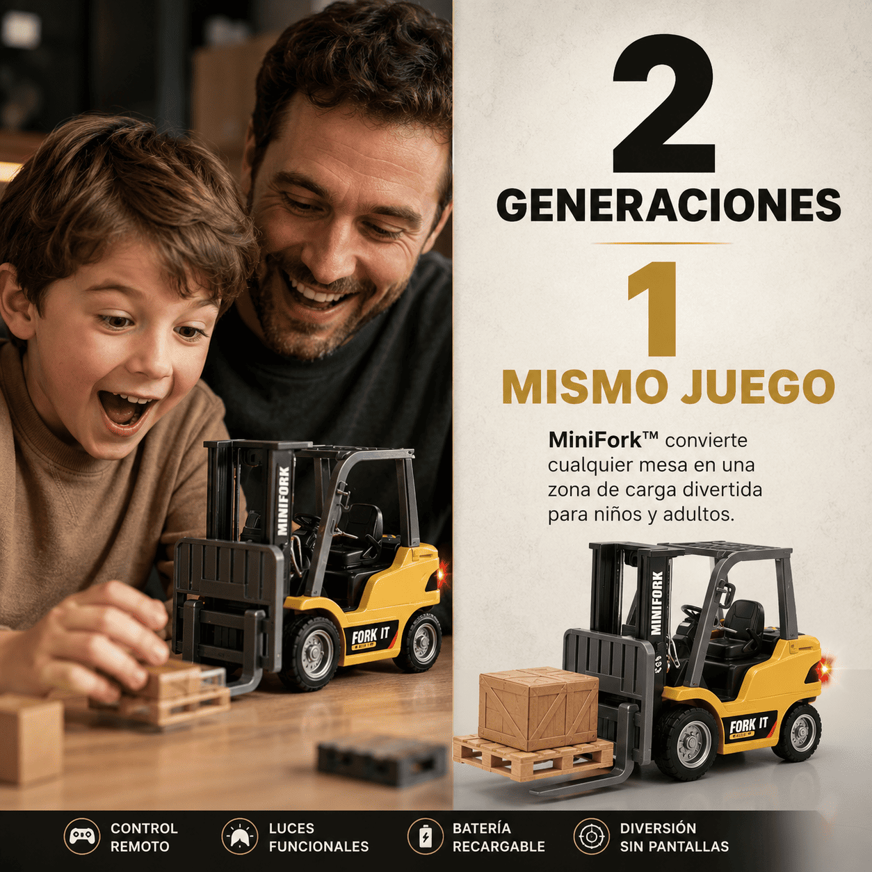 MiniFork™ – El Montacargas RC que Convierte Cualquier Mesa en una Zona de Juego Real