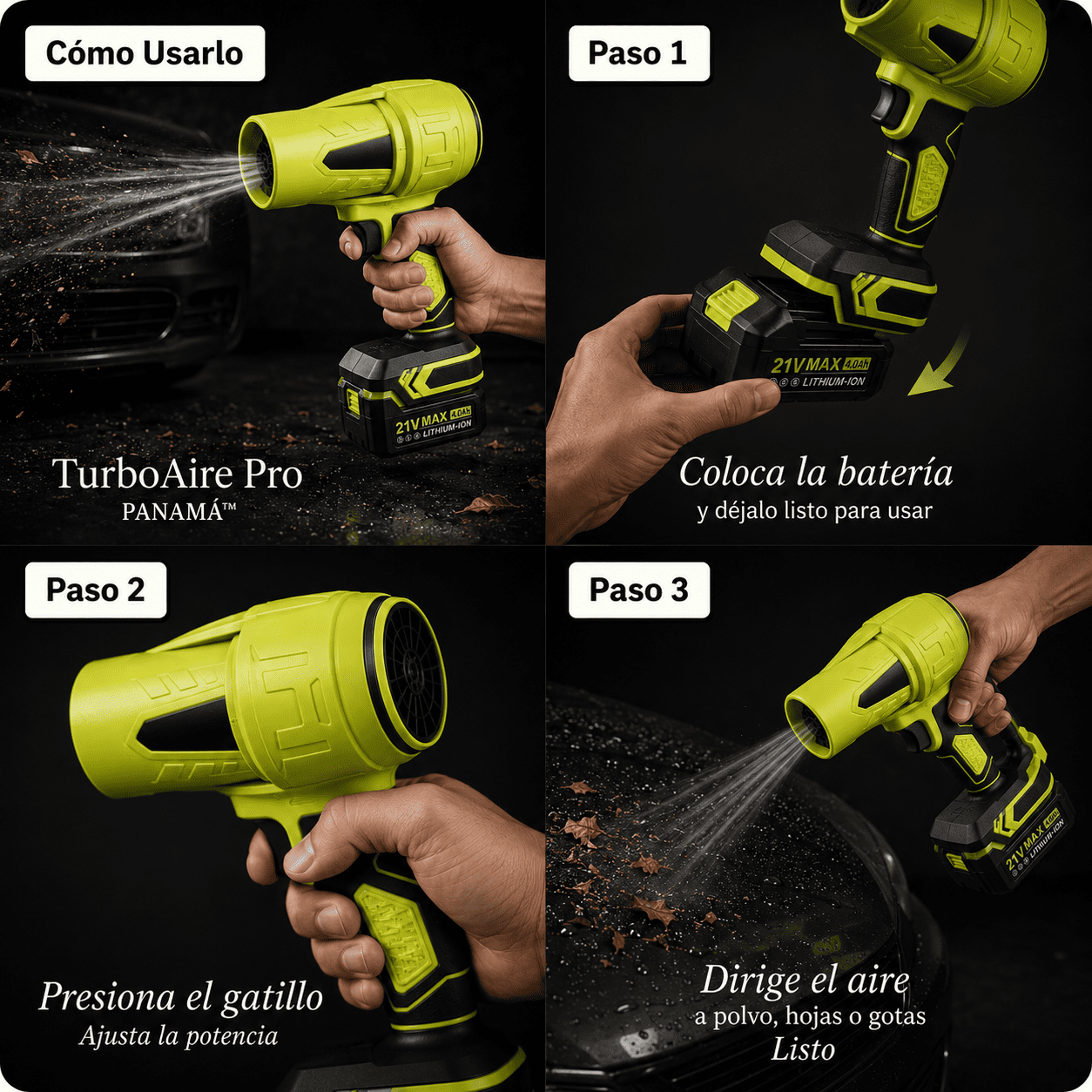 TurboAire Pro™ – Sistema Inalámbrico de Limpieza y Secado Multiuso