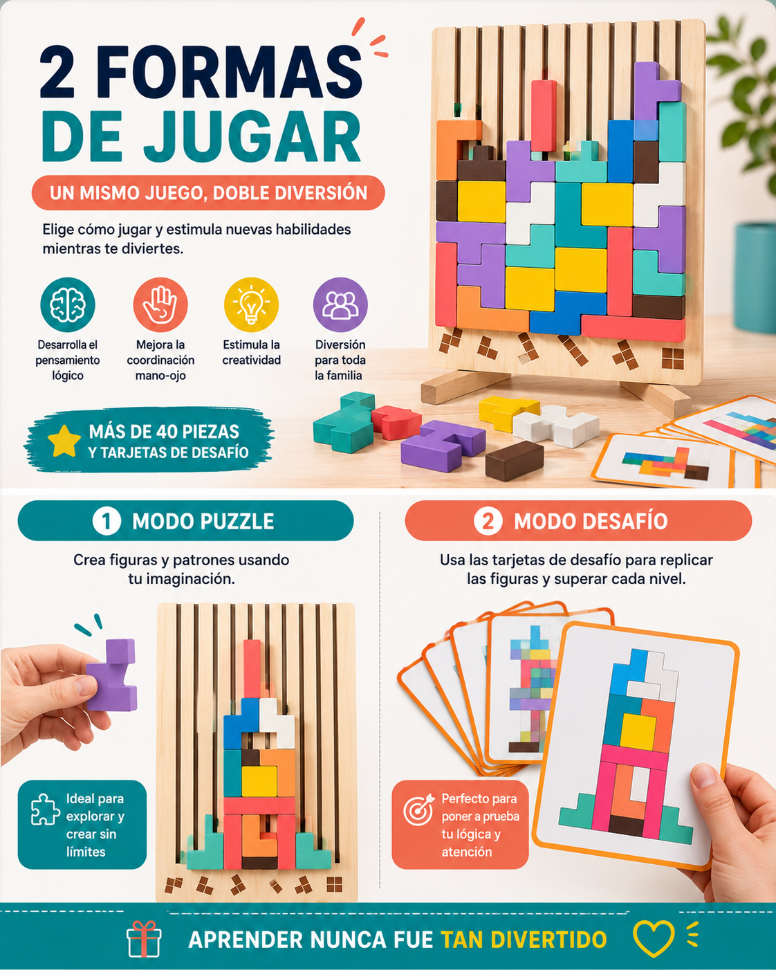 Rompecabezas Montessori de Lógica y Creatividad